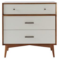 west elm Mid-Century 3 Drawer Chest White/Acorn